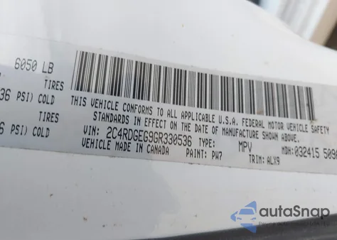 2016 Dodge Grand Caravan R/T из США, поврежденный, VIN 2C4RDGEG9GR330536